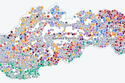 Mapa výsledkov komunálnych volieb 2026 na Slovensku
